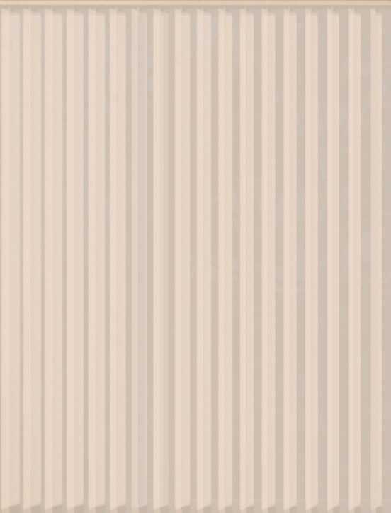 The same blind on its own: an ivory sheer vertical blind from headrail to hem, seen front on, with no room around it.